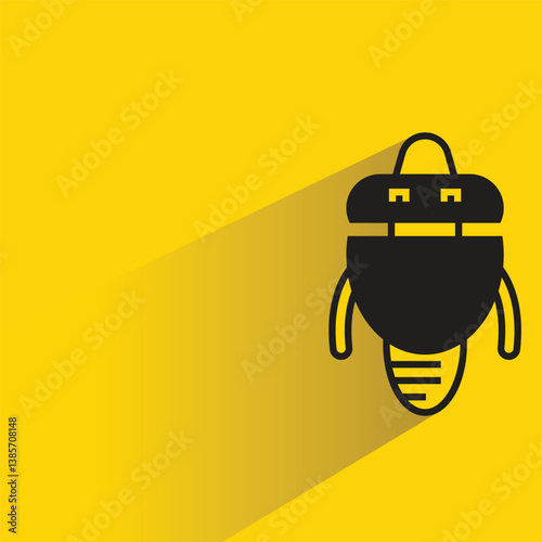 robot avatar with shadow on yellow background