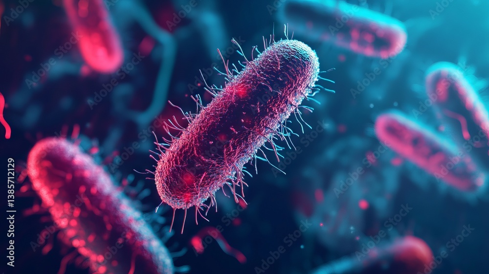 Fototapeta premium Microscopic Viruses in Neon Light