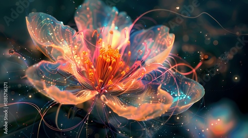 Obraz na płótnie A flower made of neural network digital texture, Generative AI illustrations. w salonie