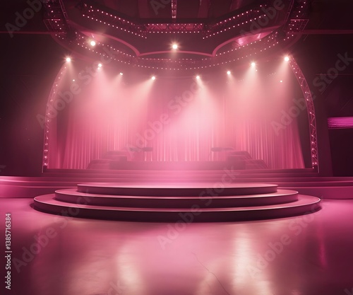 Pink Stage with Drapes and Illuminated Platform Entertainment show Stage