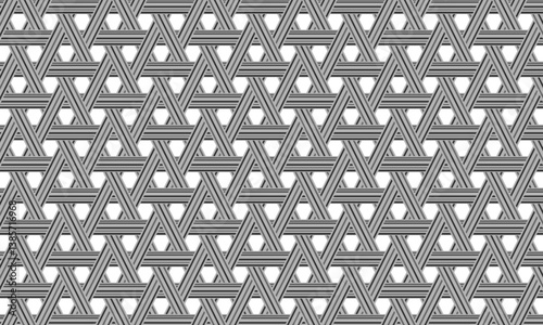 weave woven bamboo panel with triangle pattern, seamless pattern texture. vector illustration isolated on white background.