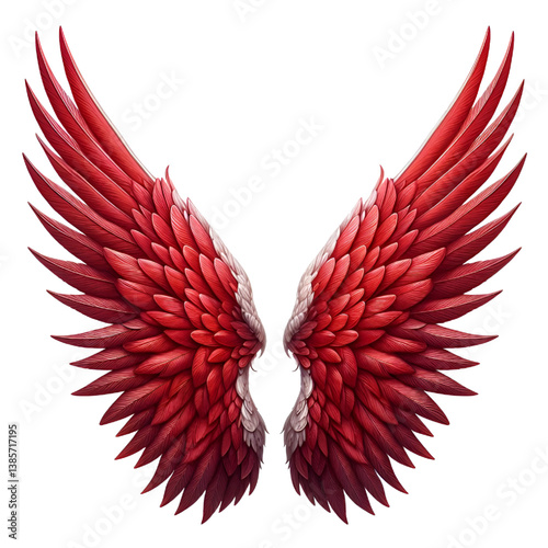Two red wings isolated on white background
