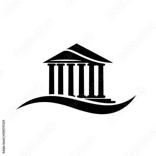 Monumental Majesty: A sophisticated, illustrative depiction of a classical building or structure, perhaps a monument, stands strong, rendered in an elegant, singular color.