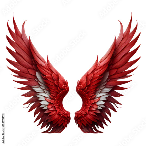 Two red wings isolated on white background