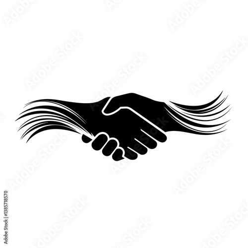 An Abstract Representation of Two Hands Shaking With a Currency Symbol Integrated_transparent