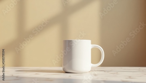 A blank ceramic mug mockup with no logo or print