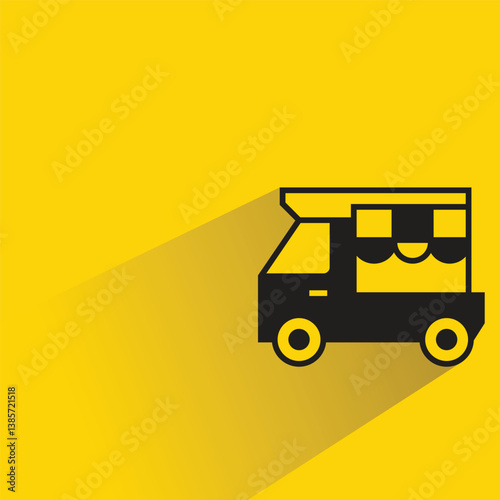 food truck icon with shadow on yellow background