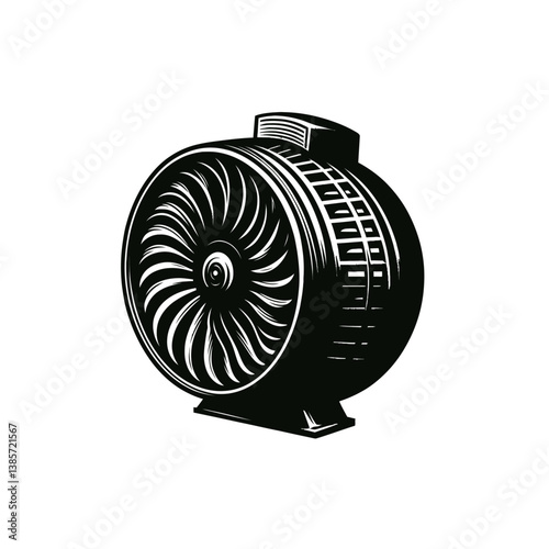 Blower Fan silhouette  black color white background vector 