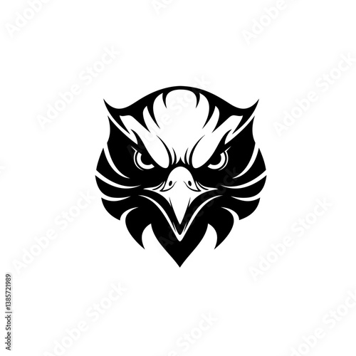 Eagle Emblem: A fierce eagle head emblem in black and white, showcasing bold lines and sharp details. This striking graphic represents strength, freedom, and a commanding presence.