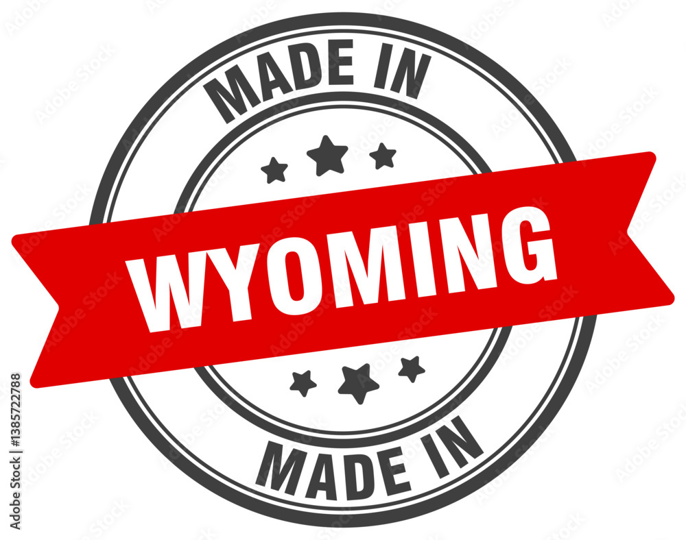 Fototapeta premium Made in Wyoming round sign. Made in Wyoming stamp.
