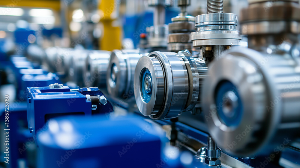 Naklejka premium An experienced industrial inspector conducting a routine checkup of factory machinery. The professional is ensuring compliance with safety regulations and optimizing manufacturing