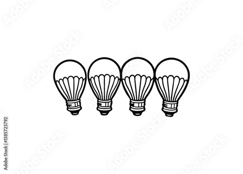 Silhouette of cree led bulbs isolated on a white background
