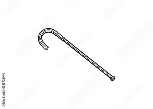 Silhouette of crook cane isolated on a white background