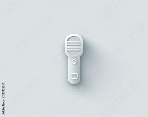 Simple white microphone graphic on light gray background