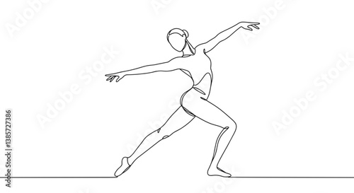 One-Line Art Dancer Expressing Motion in Abstract Style  