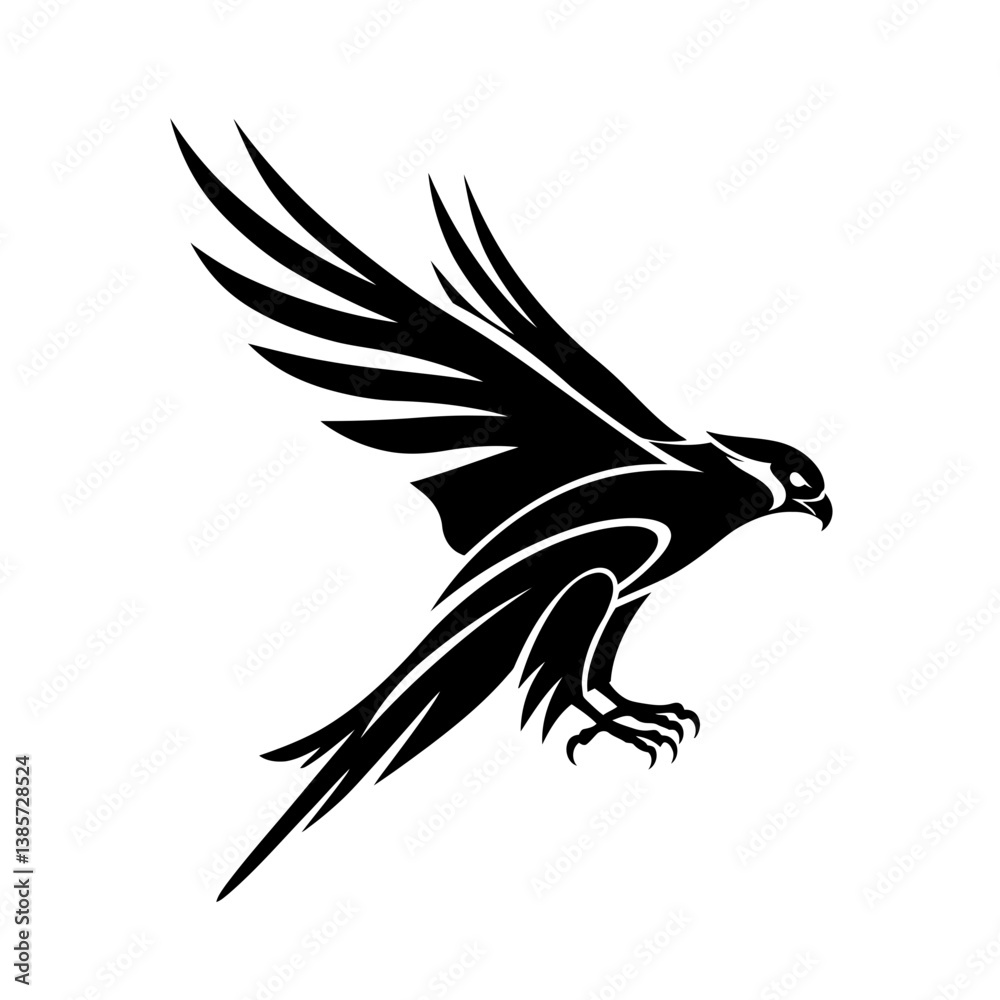Fototapeta premium An Abstract Representation of a Falcon in Mid-Dive_transparent