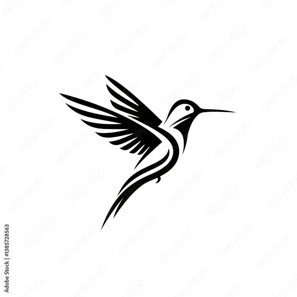 Fototapeta premium An Abstract Representation of a Hummingbird in Flight_transparent
