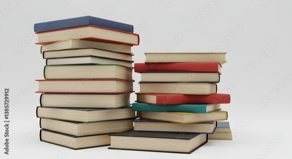 Two stacks of colorful books a visual representation of knowledge and learning against a clean white background A diverse collection of novels textbooks and educational resources AI Generative Two stacks of colorful books a visual representation of knowledge and learning against a clean white background A diverse collection of novels textbooks and educational resources AI Generative