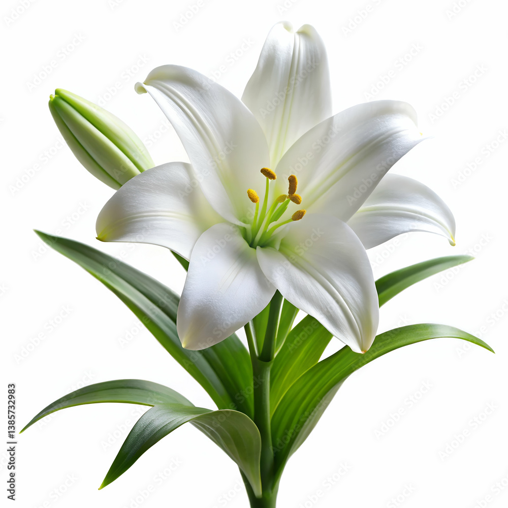 Fototapeta premium Easter Lily on white background