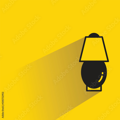 bedside lamp icon with shadow on yellow background