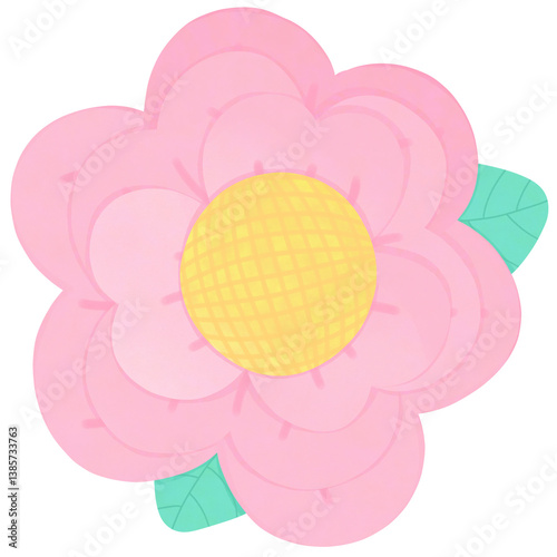 watercolor blooming pink flower