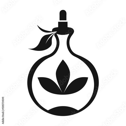 Natural Essential Oil Bottle Icon Herbal Extract, Wellness, Aromatherapy, Spa, Beauty