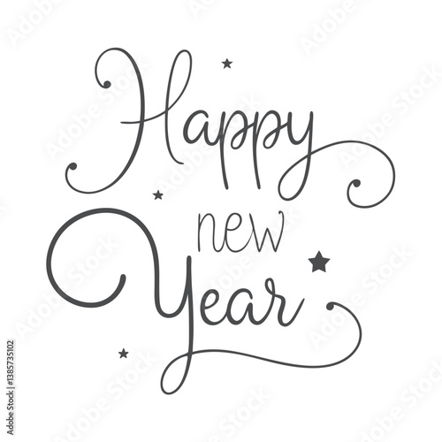 Creative Happy New Year Text with Decorative Ornaments
