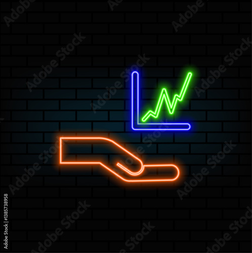 analysis chart. Results graph sign. Traffic management.  neon style. business analytics icon vector. data analysis board illustration. data science symbol. profit graphic logo.