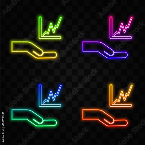 business analytics icon vector. neon style. data analysis board illustration. data science symbol. profit graphic logo.
