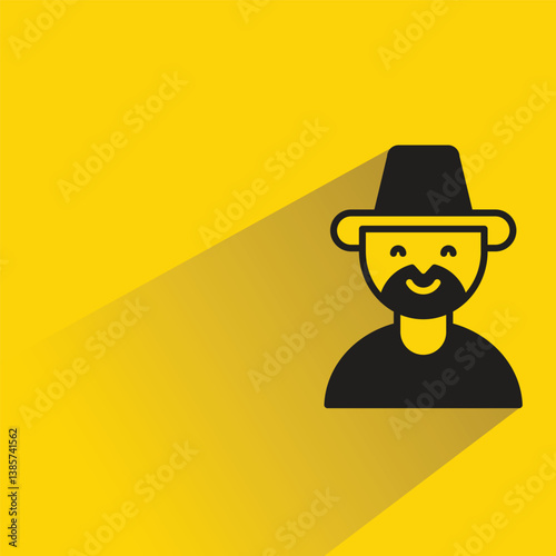 beard man avatar with shadow yellow background
