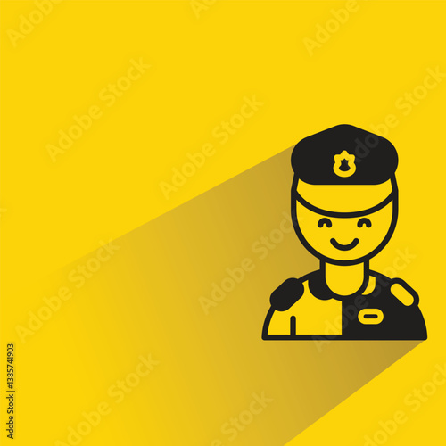 police icon with shadow on yellow background