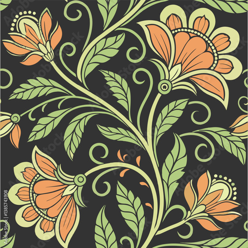 Seamless Vintage Floral Patterns and Geometric Mandala Tile Designs