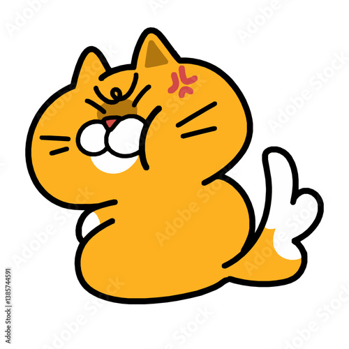 Funny cute cat illustration with angry expression