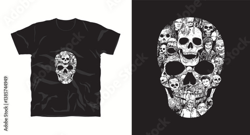 Vintage skull head t-shirt design print