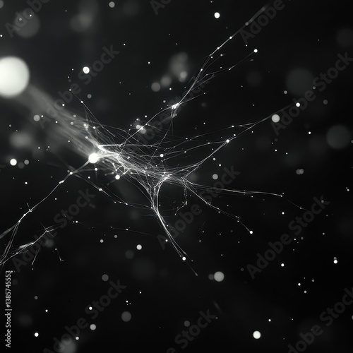 Abstract Light Burst with Delicate Lines and Shimmering Particles