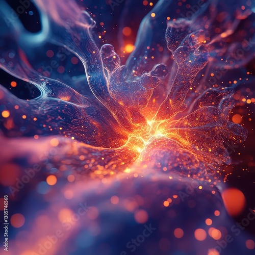 Colorful Abstract Glow with Fluid Motion and Sparkling Particles