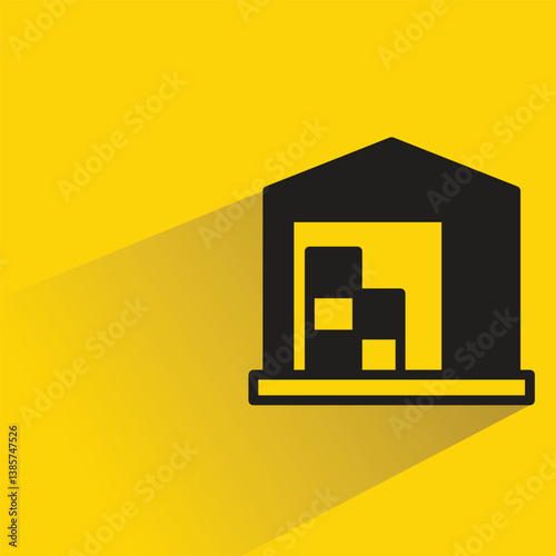 warehouse icon with shadow on yellow background