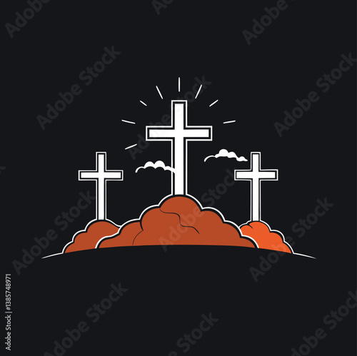 Silhouette of a cross symbolizing faith and resurrection against a blue sky