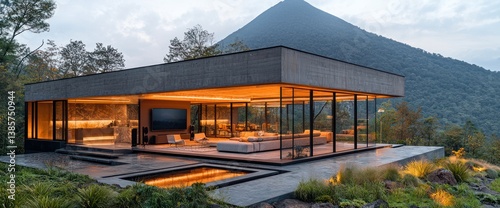 Modern Concrete House with Mountain View