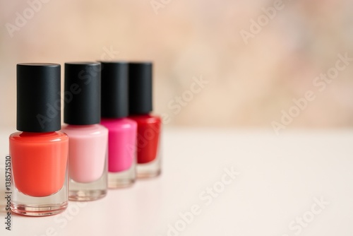 Colorful Nail Polish Bottles Arranged on a Surface in a Soft Light
