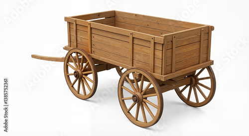 Wooden cart on wheels with a rustic design  
