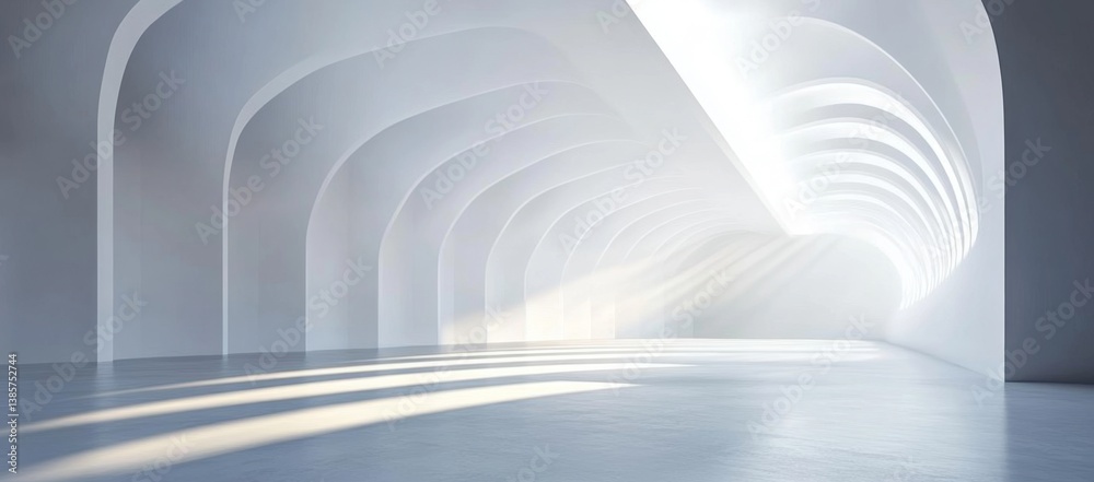 Naklejka premium Empty Modern Architectural Tunnel with Sunlight