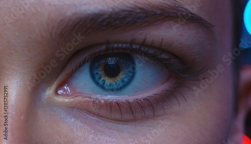 Captivating Close-Up of an Eye with Striking Blue and Yellow Iris Detail