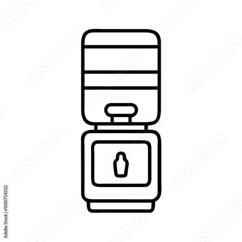 Outline water cooler dispenser for office and home use with bottle icon simple vector illustration