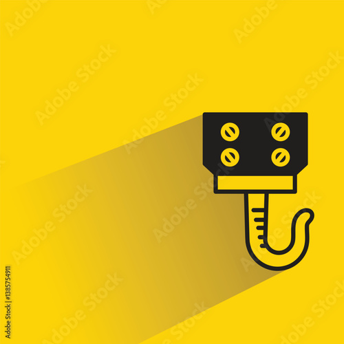 industrial crane hook icon with shadow yellow background