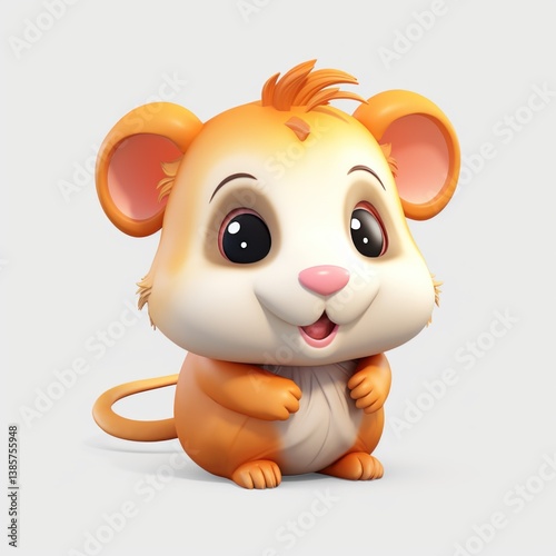 A happy cartoon hamster sitting with a smile on its face