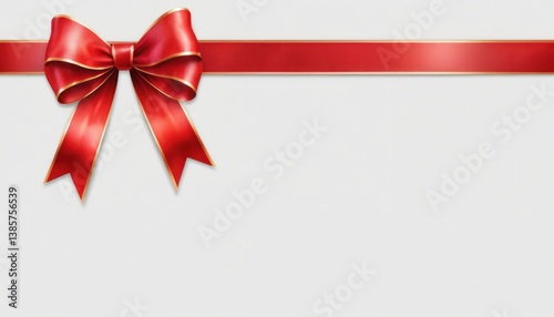 Elegant red ribbon bow decoration with gold trim for festive occasions