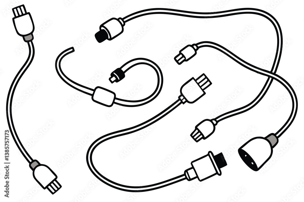 Obraz premium Extension Cord Line Art Detailed Sketch for Graphic Design Project 