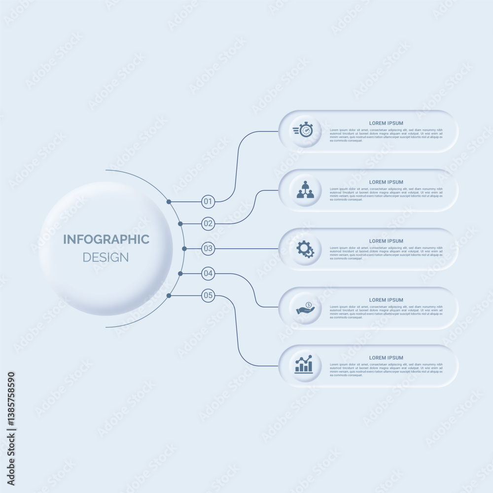 Naklejka premium Neumorphism Flow chart infographic Design