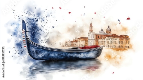 Venice Watercolor Illustration with Rich Details and Sepiatone Aesthetic